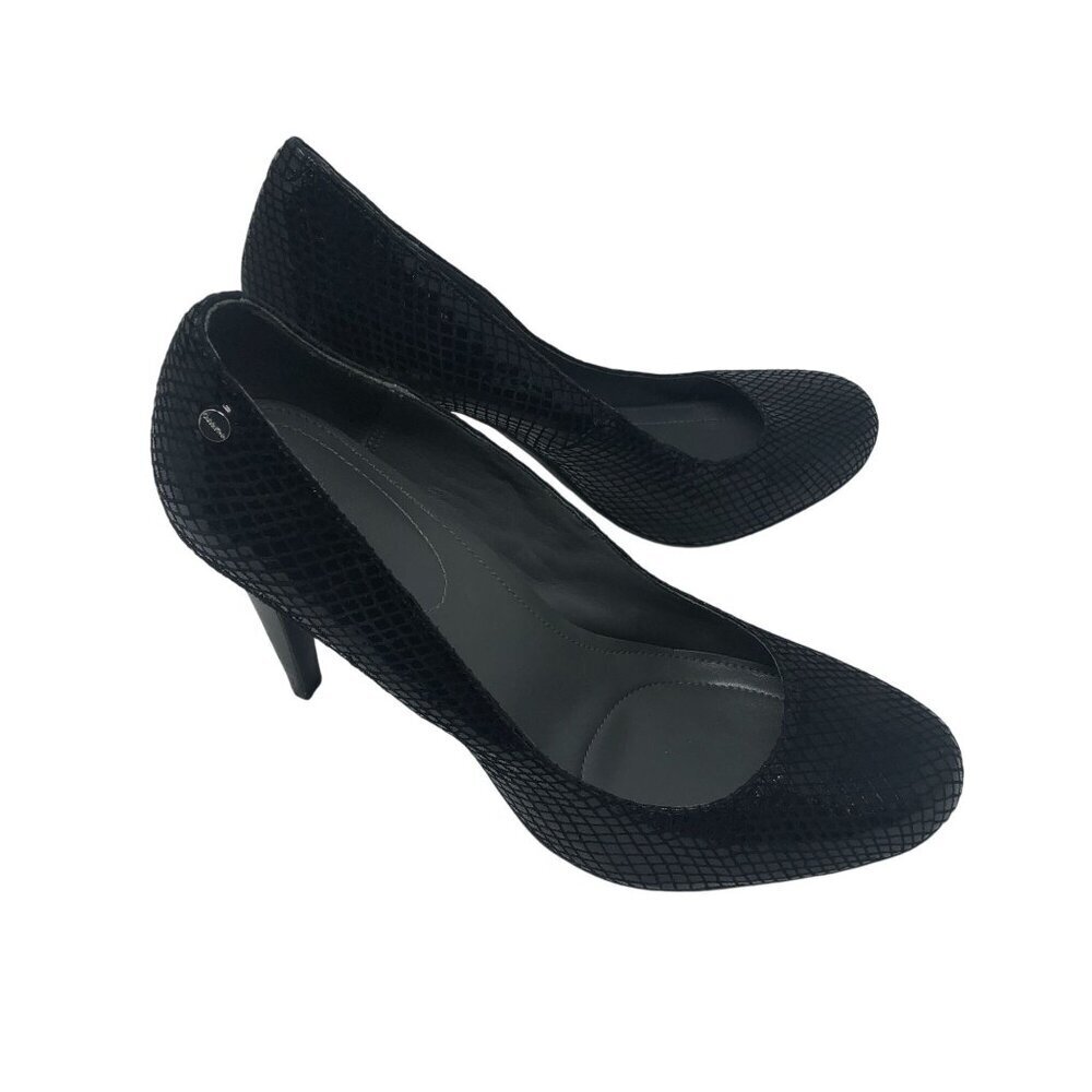 Calvin Klein Black Snakeskin Pattern High Heel Pumps Shoes Size 9 Fionn